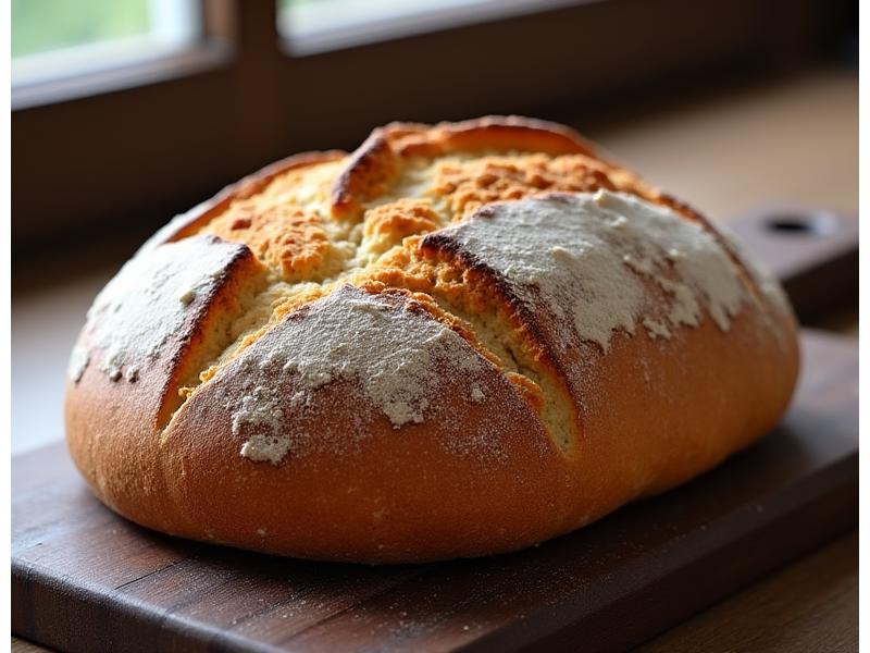 Freshly baked artisanal bread with a golden crust